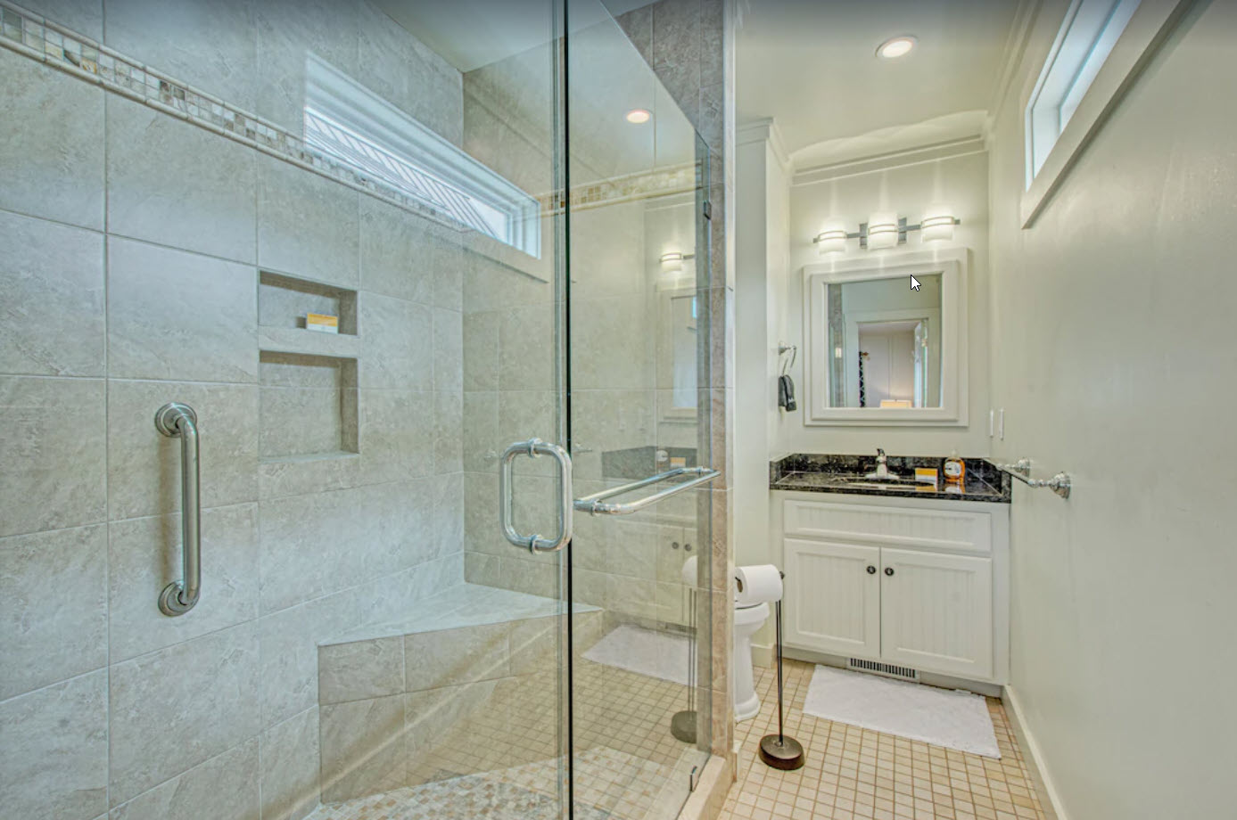 Master bathroom in Ocean Dream beachfront rental Isle of Palms